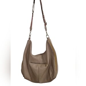 Urban Originals Anthropologie Tan Vegan Leather Slouchy  Boho Crescent Bag